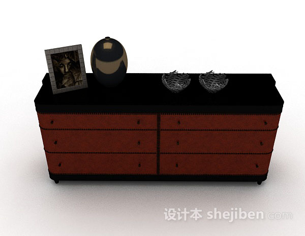 现代风格木质棕色厅柜3d模型下载