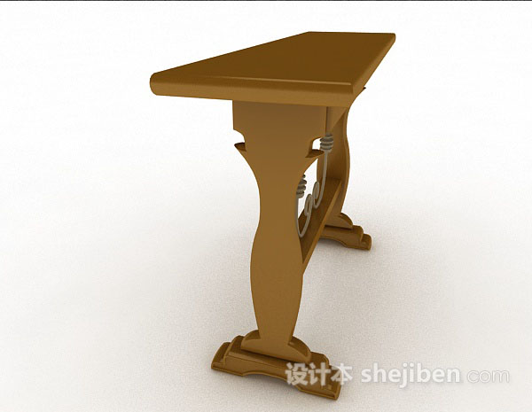设计本欧式黄棕色书桌3d模型下载