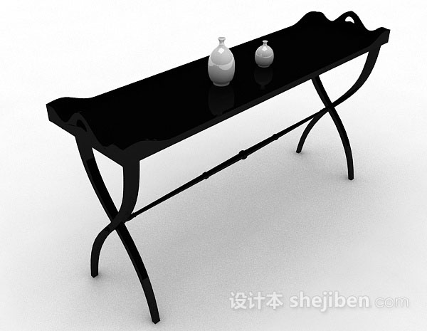 黑色简约书桌3d模型下载