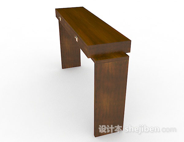 设计本棕色木质个性书桌3d模型下载