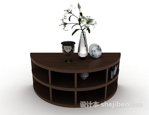 现代风格半圆形木质展示柜3d模型下载