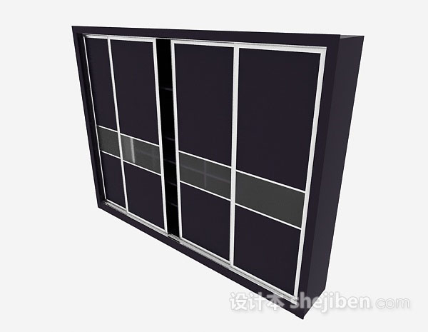 黑色木质衣柜3d模型下载