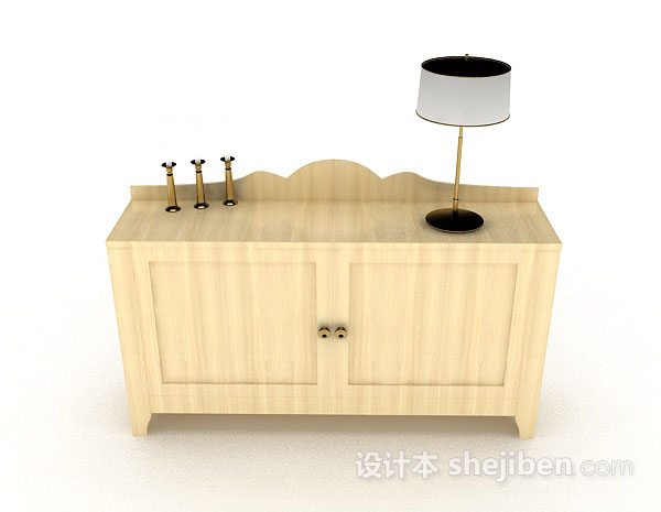 现代风格黄色木质厅柜3d模型下载