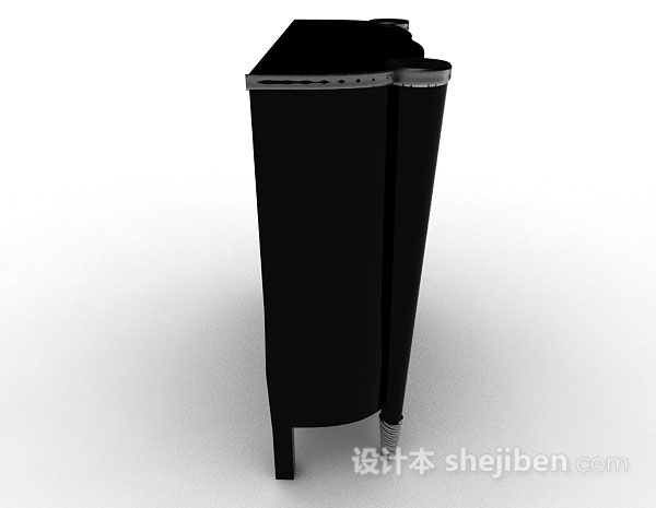 设计本黑色木质简约玄关柜3d模型下载