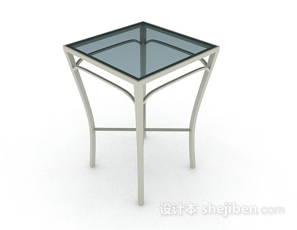 现代风格蓝色方形玻璃餐桌3d模型下载