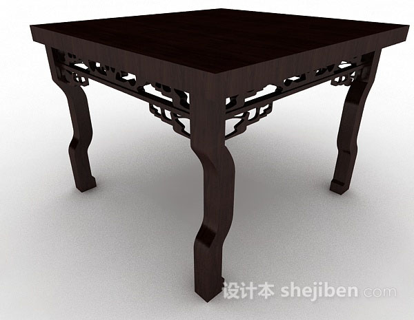 中式风格中式方形餐桌3d模型下载