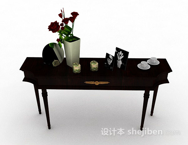 现代风格棕色装饰桌子3d模型下载