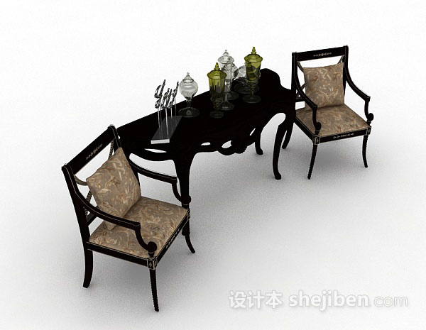 欧式木质家居椅3d模型下载
