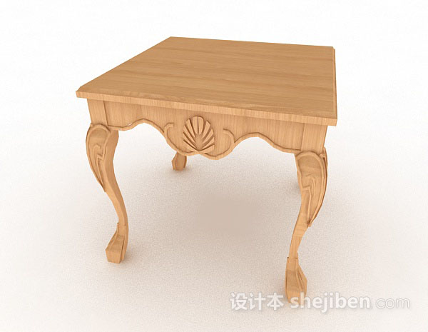 免费中式黄色木质餐桌3d模型下载