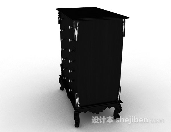 设计本欧式黑色木质厅柜3d模型下载
