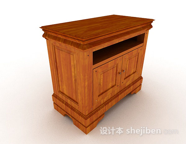 黄棕色木质床头柜3d模型下载