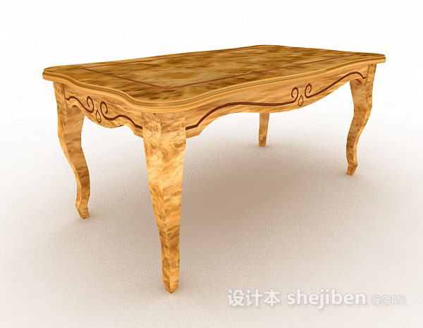 黄色木质餐桌3d模型下载