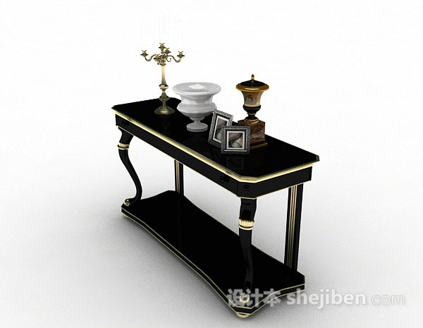 黑色木质装饰摆设桌3d模型下载