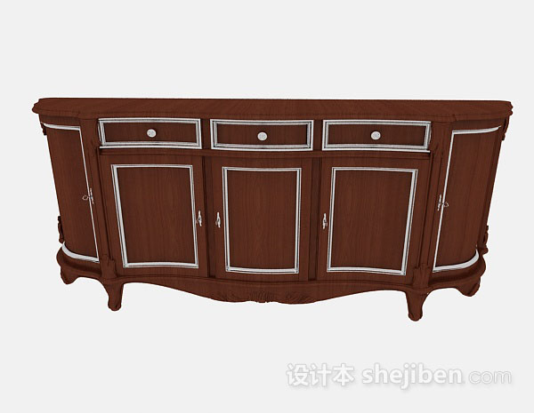 欧式风格欧式木质棕色厅柜3d模型下载