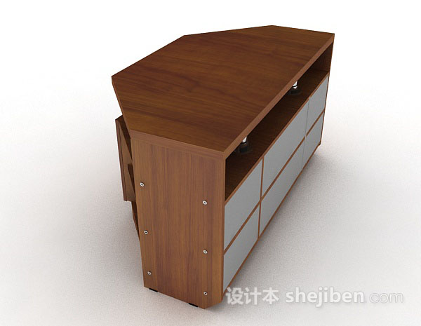设计本简约个性棕色木质厅柜3d模型下载