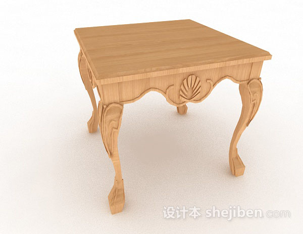 设计本中式黄色木质餐桌3d模型下载