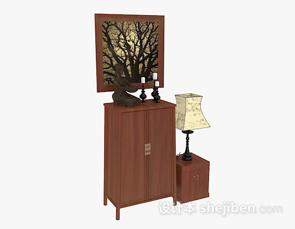 木质装饰厅柜3d模型下载