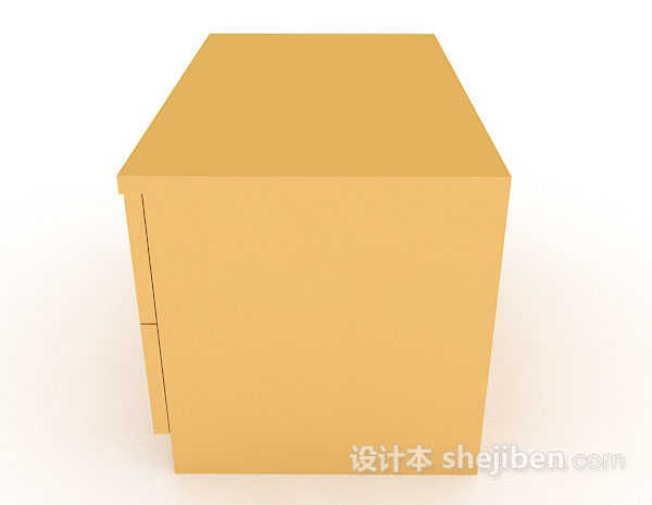 设计本黄色木质床头柜3d模型下载