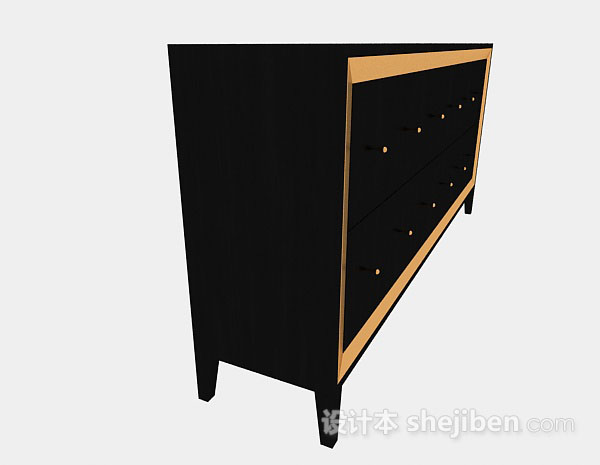 免费黑色木质电视柜3d模型下载