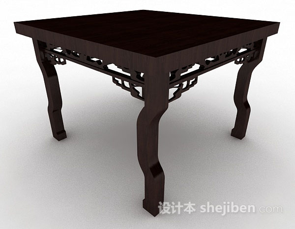 设计本中式方形餐桌3d模型下载