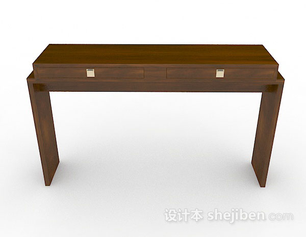 现代风格棕色木质个性书桌3d模型下载