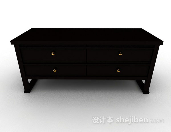 现代风格深棕色木质电视柜3d模型下载