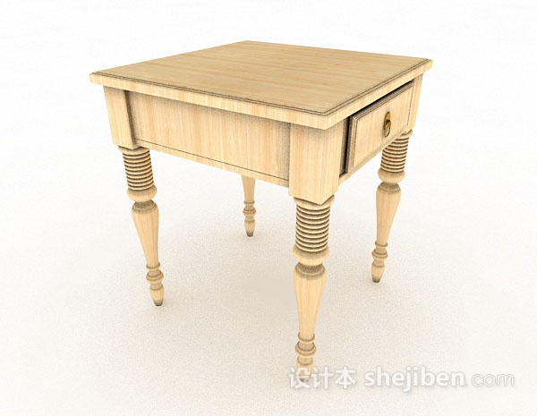 现代风格黄色木质书桌3d模型下载
