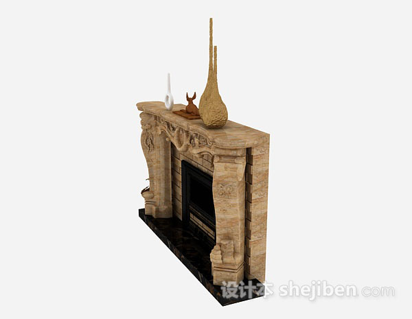 设计本欧式棕色壁炉3d模型下载