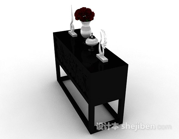 设计本黑色装饰厅柜3d模型下载