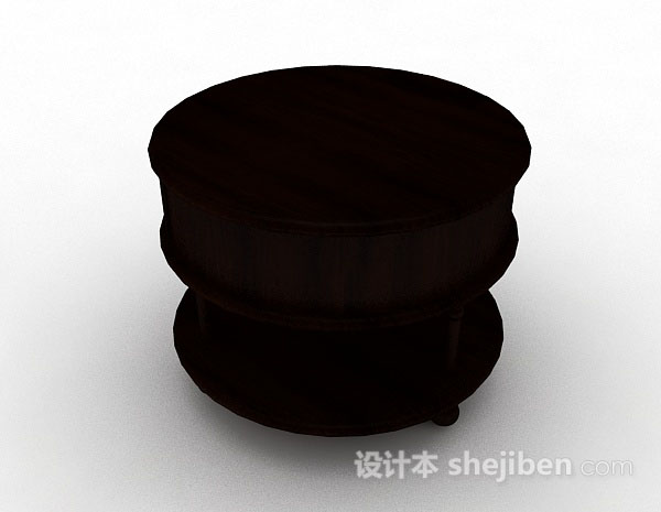 设计本圆形木质床头柜3d模型下载