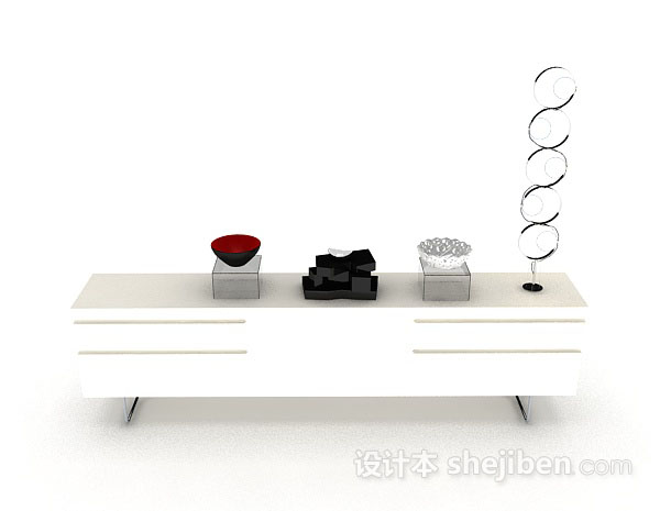 现代风格白色装饰厅柜3d模型下载