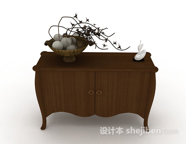 现代风格简约木质棕色厅柜3d模型下载