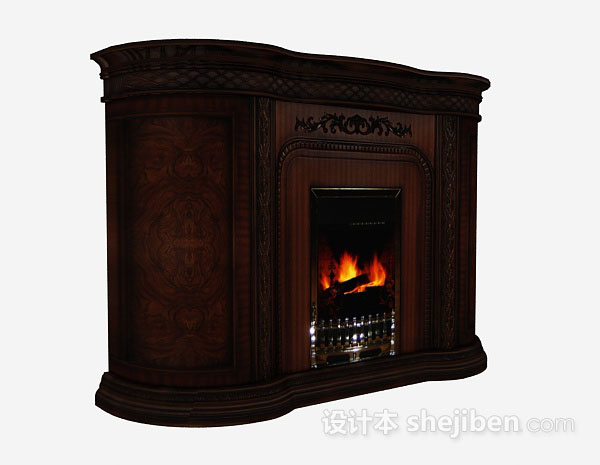 欧式风格欧式棕色壁炉3d模型下载