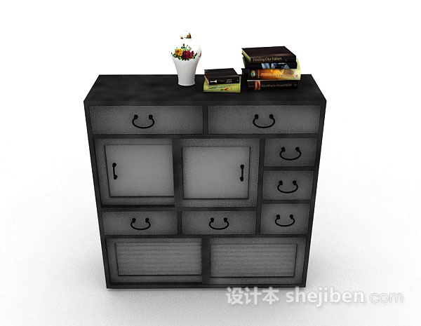 现代风格黑色存储柜3d模型下载