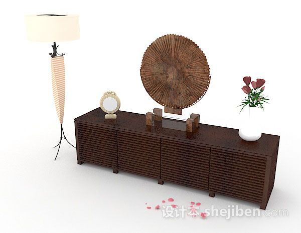 中式风格新中式木质装饰厅柜3d模型下载