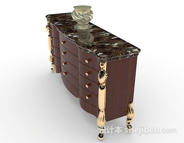 设计本欧式木质厅柜3d模型下载