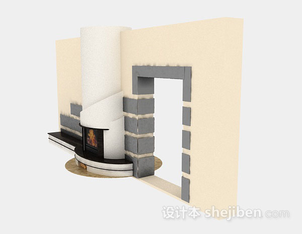 设计本石壁炉3d模型下载