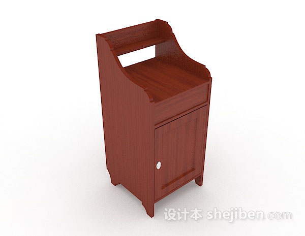 红棕色木质床头柜3d模型下载