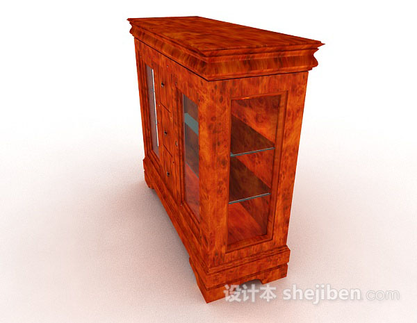 设计本木质棕色展示柜3d模型下载
