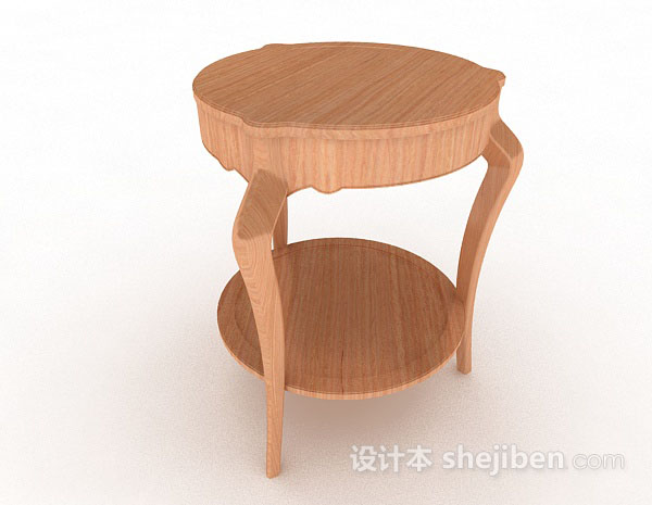 设计本黄色圆形木质餐桌3d模型下载