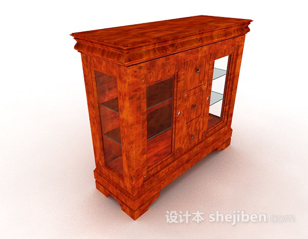 木质棕色展示柜3d模型下载