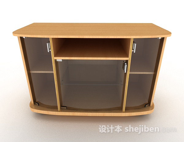 现代风格木质黄色展示柜3d模型下载