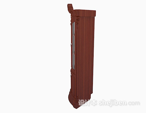 设计本木质红棕色展示柜3d模型下载