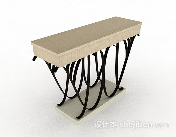 米黄色木质书桌3d模型下载
