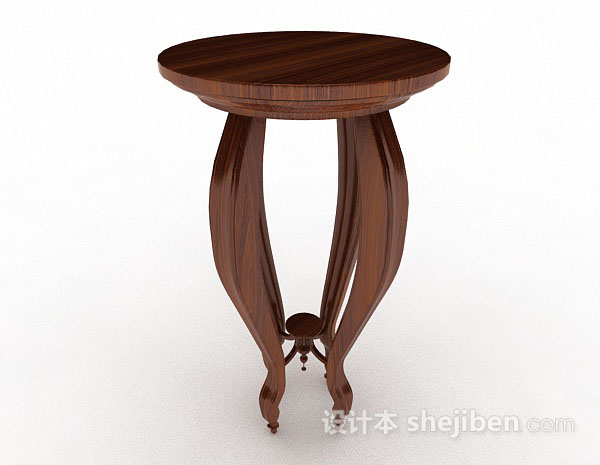 木质棕色圆形餐桌3d模型下载