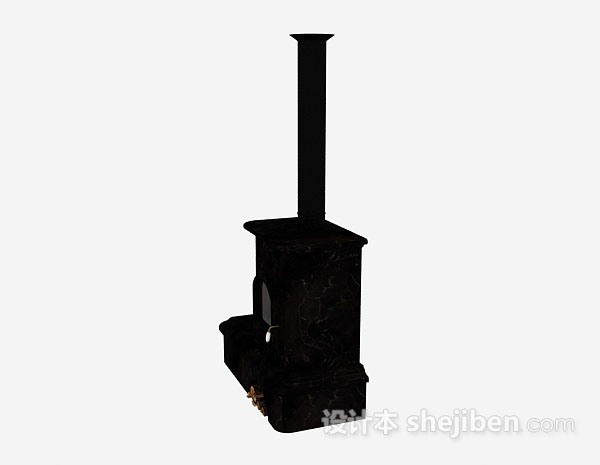 免费黑色石壁炉3d模型下载