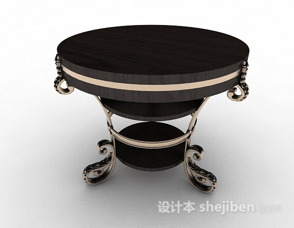 免费欧式黑色圆形餐桌3d模型下载