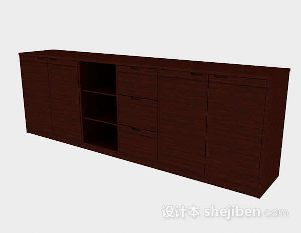 现代风格简约棕色木质电视柜3d模型下载