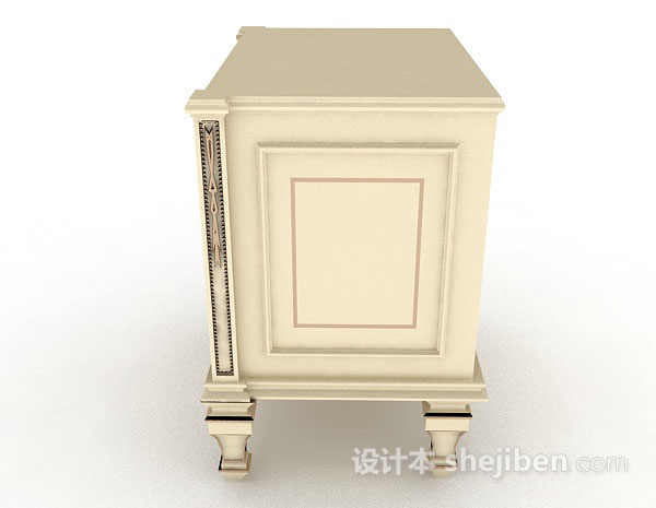 设计本欧式木质黄色床头柜3d模型下载