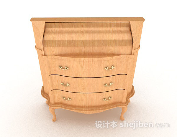 欧式风格欧式黄色木质床头柜3d模型下载